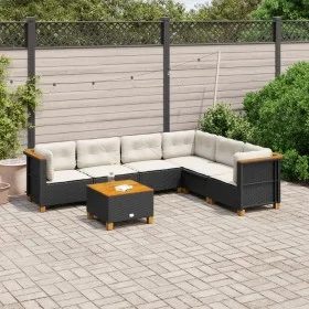 Set de sofás de jardín 7 pzas con cojines ratán sintético negro de , Conjuntos de jardín - Ref: Foro24-3261863, Precio: 539,7...