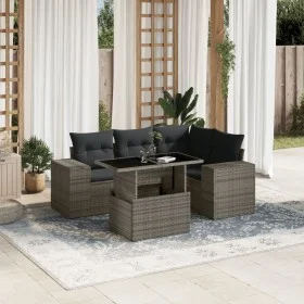 Juego de sofás jardín con cojines 5 pzas ratán sintético gris de , Conjuntos de jardín - Ref: Foro24-3269140, Precio: 389,79 ...