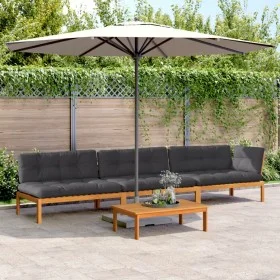 Garden pallet sofa set with 4 acacia wood cushions. by , Outdoor sofas - Ref: Foro24-3209451, Price: 701,33 €, Discount: %