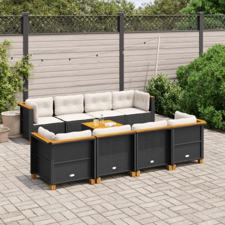 Set de sofás de jardín 8 piezas y cojines ratán sintético negro de , Conjuntos de jardín - Ref: Foro24-3261767, Precio: 599,1...