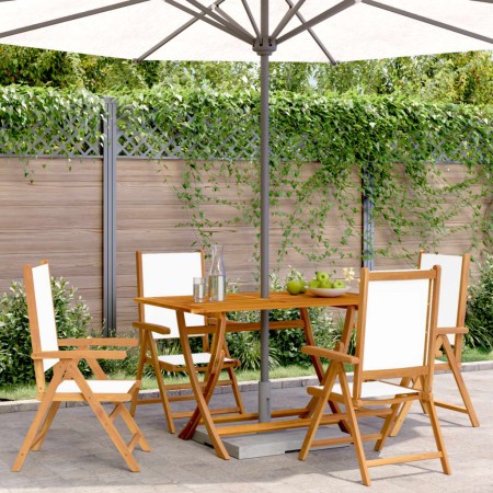 Sillas jardín reclinables 4 uds tela madera maciza blanco crema de , Sillas de jardín - Ref: Foro24-3214538, Precio: 296,03 €...