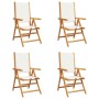 Sillas jardín reclinables 4 uds tela madera maciza blanco crema de , Sillas de jardín - Ref: Foro24-3214538, Precio: 296,03 €...