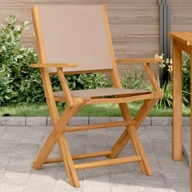 Sillas de jardín 2 uds madera maciza acacia y tela gris taupe de , Sillas de jardín - Ref: Foro24-367671, Precio: 128,11 €, D...