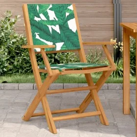 Sillas de jardín 2 uds madera acacia y tela estampado de hojas de , Sillas de jardín - Ref: Foro24-367673, Precio: 128,11 €, ...