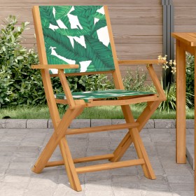 Sillas de jardín 2 uds madera acacia y tela estampado de hojas de , Sillas de jardín - Ref: Foro24-367673, Precio: 130,56 €, ...