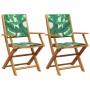 Sillas de jardín 2 uds madera acacia y tela estampado de hojas de , Sillas de jardín - Ref: Foro24-367673, Precio: 130,56 €, ...