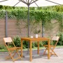 Sillas de bistró 2 uds madera maciza acacia y tela beige de , Sillas de jardín - Ref: Foro24-367684, Precio: 85,70 €, Descuen...