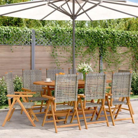 Sillas de jardín reclinables 8 uds ratán PE madera maciza gris de , Sillas de jardín - Ref: Foro24-3214525, Precio: 608,94 €,...