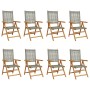 Sillas de jardín reclinables 8 uds ratán PE madera maciza gris de , Sillas de jardín - Ref: Foro24-3214525, Precio: 608,94 €,...