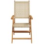 Sillas de jardín reclinables 6 uds ratán PE madera maciza beige de , Sillas de jardín - Ref: Foro24-3214527, Precio: 485,05 €...