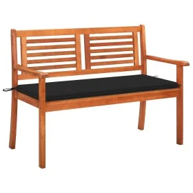 Banco de jardín 2 plazas madera maciza eucalipto y cojín 120 cm de , Bancos de jardín - Ref: Foro24-3060976, Precio: 185,08 €...