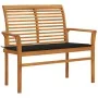 Banco de jardín madera maciza de teca con cojín negro 112 cm de , Bancos de jardín - Ref: Foro24-3062656, Precio: 150,91 €, D...