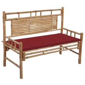 Banco de jardín con cojín bambú 120 cm de , Bancos de jardín - Ref: Foro24-3063885, Precio: 134,10 €, Descuento: %