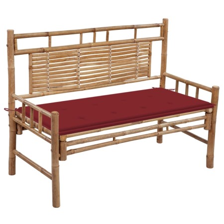 Banco de jardín con cojín bambú 120 cm de , Bancos de jardín - Ref: Foro24-3063885, Precio: 152,96 €, Descuento: %