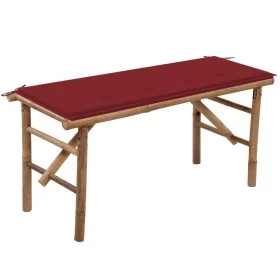 Banco de jardín plegable con cojín bambú 118 cm de , Bancos de jardín - Ref: Foro24-3063858, Precio: 82,03 €, Descuento: %
