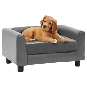 Sofá para perros felpa y cuero sintético gris 60x43x30 cm de , Camas para perros - Ref: Foro24-170959, Precio: 78,43 €, Descu...