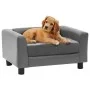 Sofá para perros felpa y cuero sintético gris 60x43x30 cm de , Camas para perros - Ref: Foro24-170959, Precio: 78,43 €, Descu...