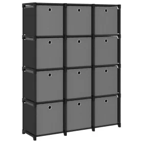 Estantería de 12 cubos con cajas tela negra 103x30x141 cm de vidaXL, Librerías y estanterías - Ref: Foro24-322615, Precio: 80...