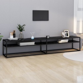 Mueble de TV vidrio templado color mármol negro 220x40x40,5 cm de , Muebles TV - Ref: Foro24-331733, Precio: 126,00 €, Descue...