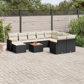 Set de sofás de jardín 11 pzas y cojines ratán sintético negro de , Conjuntos de jardín - Ref: Foro24-3258962, Precio: 635,04...
