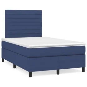 Box spring bed with blue fabric mattress 120x190 cm by , Beds and slatted bases - Ref: Foro24-3269894, Price: 400,76 €, Disco...