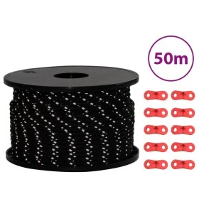 Cuerda de vientos con tiras reflectantes y tensores 50 m 5 mm de , Accesorios para tiendas de campaña - Ref: Foro24-4008130, ...