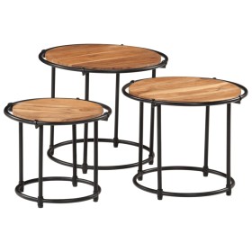 Mesas apilables 3 piezas madera maciza de acacia de , Mesas auxiliares - Ref: Foro24-358931, Precio: 94,78 €, Descuento: %