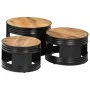 Mesas altas de bar forma tambor 3uds madera maciza mango rugosa de , Mesas de centro - Ref: Foro24-358933, Precio: 177,81 €, ...
