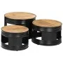 Mesas altas de bar forma tambor 3uds madera maciza mango rugosa de , Mesas de centro - Ref: Foro24-358933, Precio: 177,81 €, ...