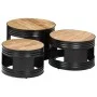 Mesas altas de bar forma tambor 3uds madera maciza mango rugosa de , Mesas de centro - Ref: Foro24-358933, Precio: 177,81 €, ...