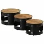 Mesas altas de bar forma tambor 3uds madera maciza mango rugosa de , Mesas de centro - Ref: Foro24-358933, Precio: 177,81 €, ...