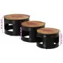 Mesas altas de bar forma tambor 3uds madera maciza mango rugosa de , Mesas de centro - Ref: Foro24-358933, Precio: 177,81 €, ...