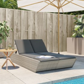 Tumbona doble con cojines ratán sintético gris claro de , Tumbonas - Ref: Foro24-368184, Precio: 288,46 €, Descuento: %