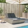 Tumbona doble con cojines ratán sintético gris claro de , Tumbonas - Ref: Foro24-368184, Precio: 303,67 €, Descuento: %