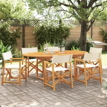 Sillas de jardín plegables 6 unidades tela blanco crema de , Sillas de jardín - Ref: Foro24-3208917, Precio: 371,17 €, Descue...
