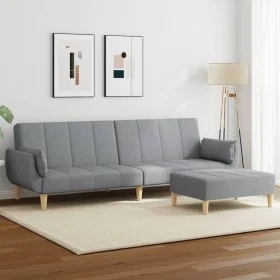 Sofá cama de 2 plazas con taburete tela gris claro de , Sofás - Ref: Foro24-3258141, Precio: 345,95 €, Descuento: %