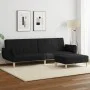 Sofá cama de 2 plazas con taburete tela negro de , Sofás - Ref: Foro24-3258143, Precio: 344,68 €, Descuento: %