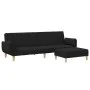 Sofá cama de 2 plazas con taburete tela negro de , Sofás - Ref: Foro24-3258143, Precio: 344,68 €, Descuento: %