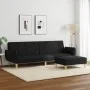 Sofá cama de 2 plazas con taburete tela negro de , Sofás - Ref: Foro24-3258143, Precio: 344,68 €, Descuento: %