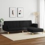 Sofá cama de 2 plazas con taburete tela negro de , Sofás - Ref: Foro24-3258143, Precio: 350,46 €, Descuento: %