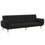 Sofá cama de 2 plazas con taburete tela negro de , Sofás - Ref: Foro24-3258143, Precio: 344,68 €, Descuento: %