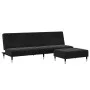 Sofá cama de 2 plazas con taburete terciopelo negro de , Sofás - Ref: Foro24-3258148, Precio: 326,65 €, Descuento: %