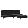Sofá cama de 2 plazas con taburete terciopelo negro de , Sofás - Ref: Foro24-3258148, Precio: 346,11 €, Descuento: %