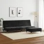 Sofá cama de 2 plazas con taburete terciopelo negro de , Sofás - Ref: Foro24-3258148, Precio: 326,65 €, Descuento: %