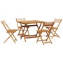 Set de comedor de jardín 5 pzas tela madera maciza beige de , Conjuntos de jardín - Ref: Foro24-3281787, Precio: 289,25 €, De...