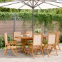 Sillas jardín reclinables 6 uds tela madera maciza y tela beige de , Sillas de jardín - Ref: Foro24-3214548, Precio: 440,67 €...