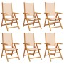 Sillas jardín reclinables 6 uds tela madera maciza y tela beige de , Sillas de jardín - Ref: Foro24-3214548, Precio: 440,67 €...