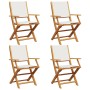 Sillas jardín plegables 4 uds tela madera maciza y tela crema de , Sillas de jardín - Ref: Foro24-3214574, Precio: 219,88 €, ...
