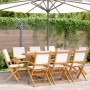 Sillas jardín plegables 8 uds tela madera maciza y tela crema de , Sillas de jardín - Ref: Foro24-3214576, Precio: 436,57 €, ...