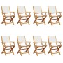Sillas jardín plegables 8 uds tela madera maciza y tela crema de , Sillas de jardín - Ref: Foro24-3214576, Precio: 436,57 €, ...